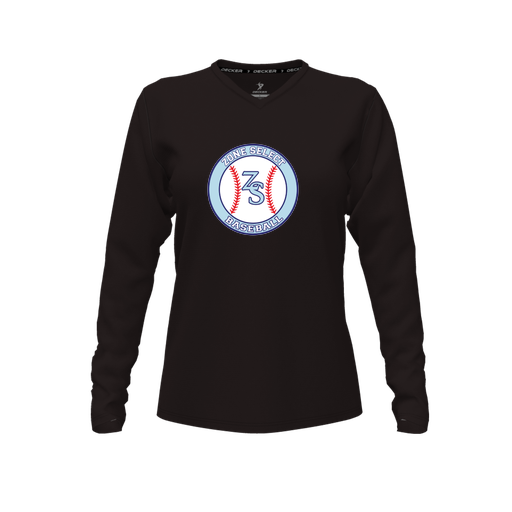 [FTLVCFBK-FYXS-LOGO1] Decker Comfort T-Shirt (Female Youth XS, Black, V Neck, Logo 1, Long Sleeve)
