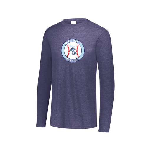 [FTLCUBNV-AXS-LOGO1] Decker Men's Tri-Blend T-Shirt - Long Sleeve (Adult XS, Navy, Logo 1)