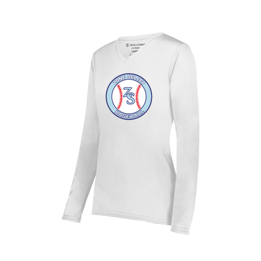 [222824.005.S-LOGO1] Ladies LS Smooth Sport Shirt (Female Adult S, White, Logo 1)