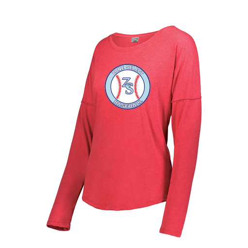 [FTLCUBRD-FAXS-LOGO1] Decker Women's Tri-Blend T-Shirt - Long Sleeve (Female Adult XS, Red, Logo 1)